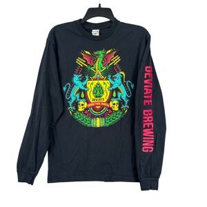 Deviate Brewing Long Sleeve Shirt Mens M Black‎ Graphic Tee Indianapolis Unisex